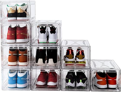 Miniatura 9 de KDOR Cajas de zapatos apilables de plástico transparente, paquete de 3 unidades, almacenamiento de zapatos para sneakerheads, vitrina de zapatos