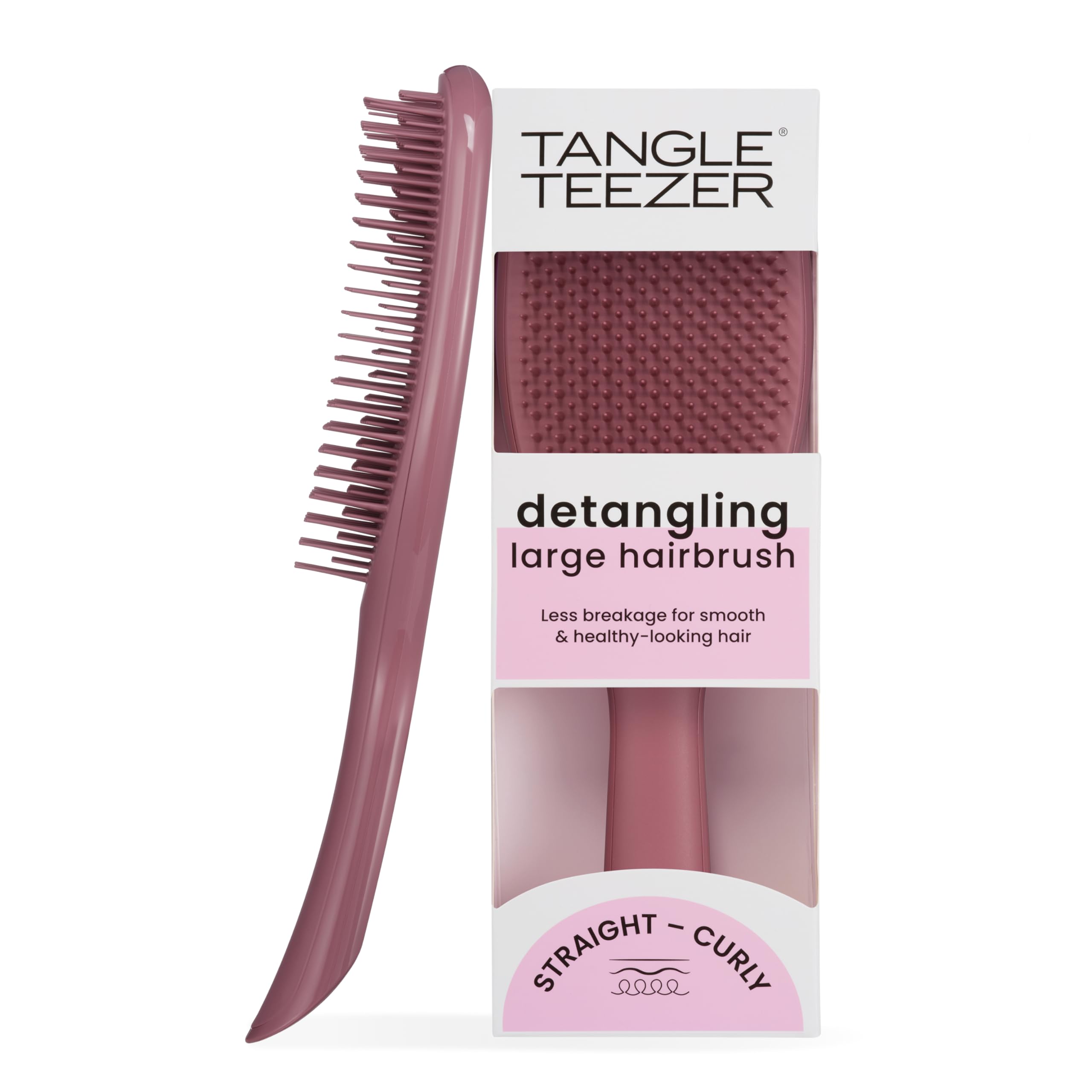 Tangle Teezer Ultimate Detangler - Szczotka do rozczesywania do gęstych, lokowanych i długich włosów - Dwupoziomowe ząbki zmniejszają łamliwość i eliminują splątania - Duża prostokątna -Różowy aksamit