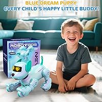 Vista 8 de VATOS Nuevo Robot Perro Inteligente con Control Remoto para Niños, 17 Funciones Interactivas Divertidas Inteligente Programable Cachorro Robótico
