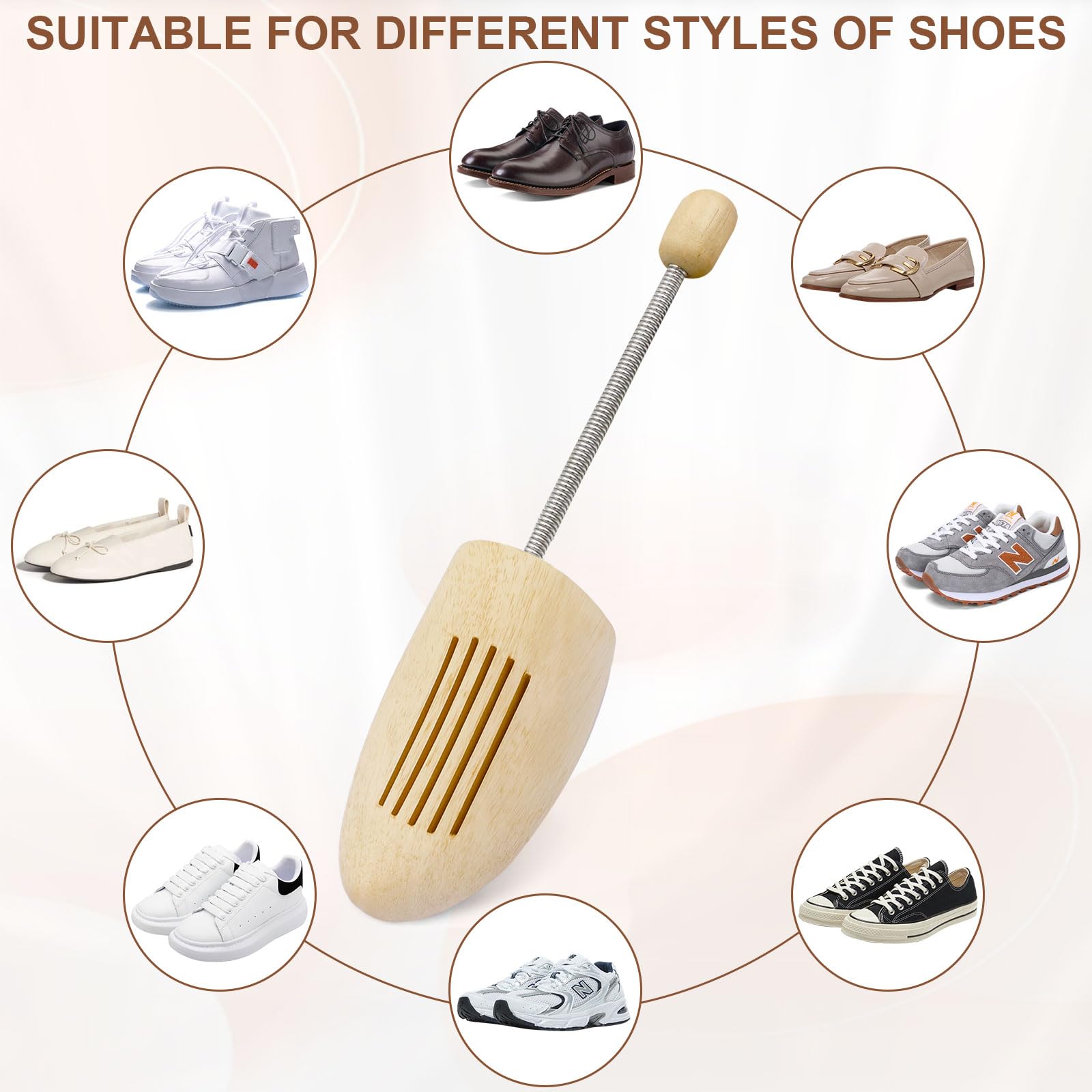 Schuhspanner Holz 2 Stück Shoe Tree Mit Stahlfeder Herren Damen, Stiefelspanner aus Echt-Holz mit Metall-Spiralfeder für Alle Schuhgrößen 42-46 für Stiefel oder Sneaker.