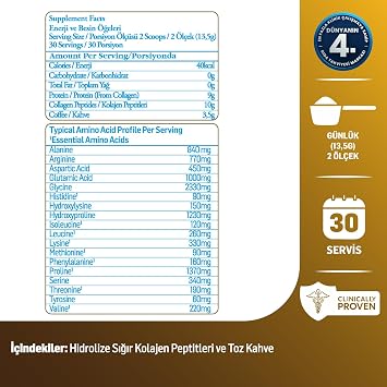 Kiperin Coffee Collagen%100 Doğal Kahve ve Saf Hidrolize Kolajen Peptit (Tip 1 & 3) - Saç, Cilt ve Tırnak Desteği - Şekersiz ve Katkısız - 300g