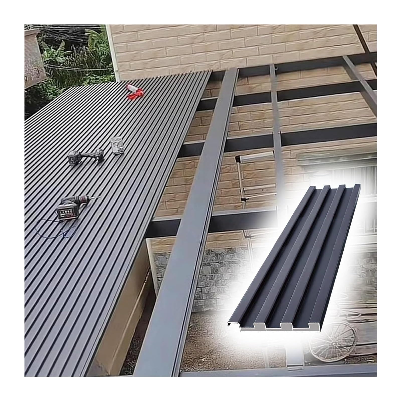 Btyqkzvpm One Color Aluminum Roofing Panels, Connectable Insulated Core Aluminum Awning Roof Sheets 15Cm Wide Length 0.8-1.5M(L- 1.35M/4.4Ft)