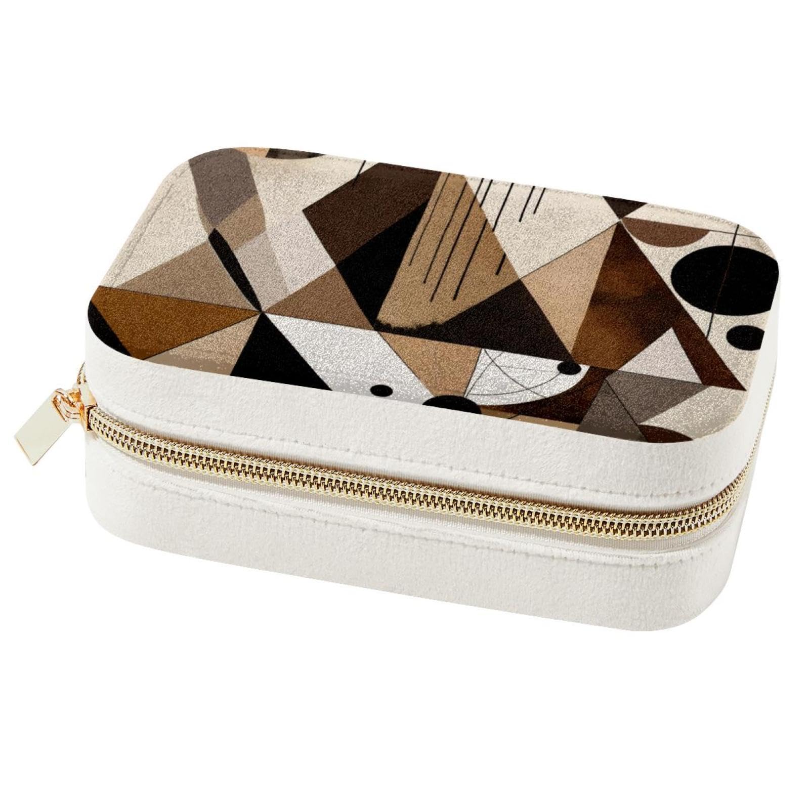 Boîte à bijoux de voyage double couche étui compact marron