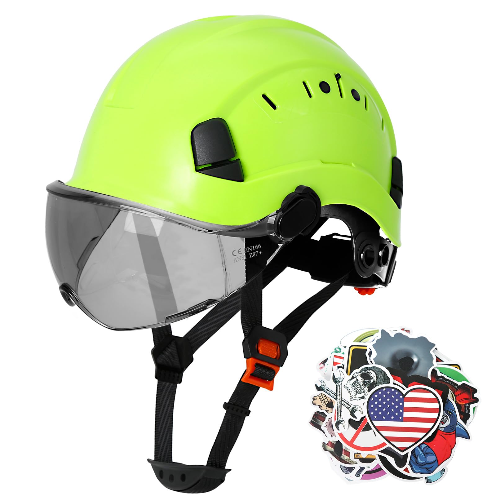AOLAMEGS Construction Hard Hats with Visor - OSHA Approved Construction Hardhat with Chin Straps