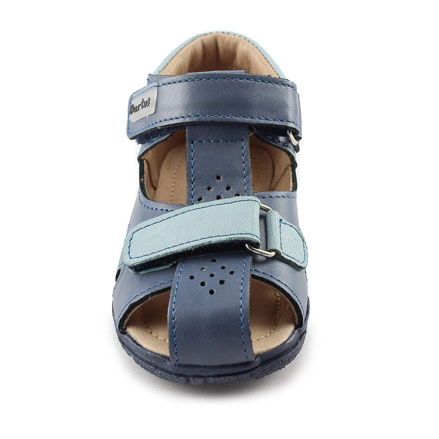 Bartus Boys Closed Toe Leather Sandals with Arch, Ankle and Orthopedic Support 120/P Dricend Niebieski EU 18/US 2.5-3.5 Infant