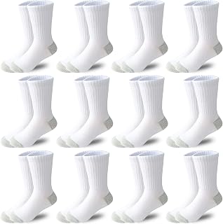 Boys Crew Socks 12 Pairs Cushioned Cotton Athletic Socks for Big Little Kids 2-8 Years