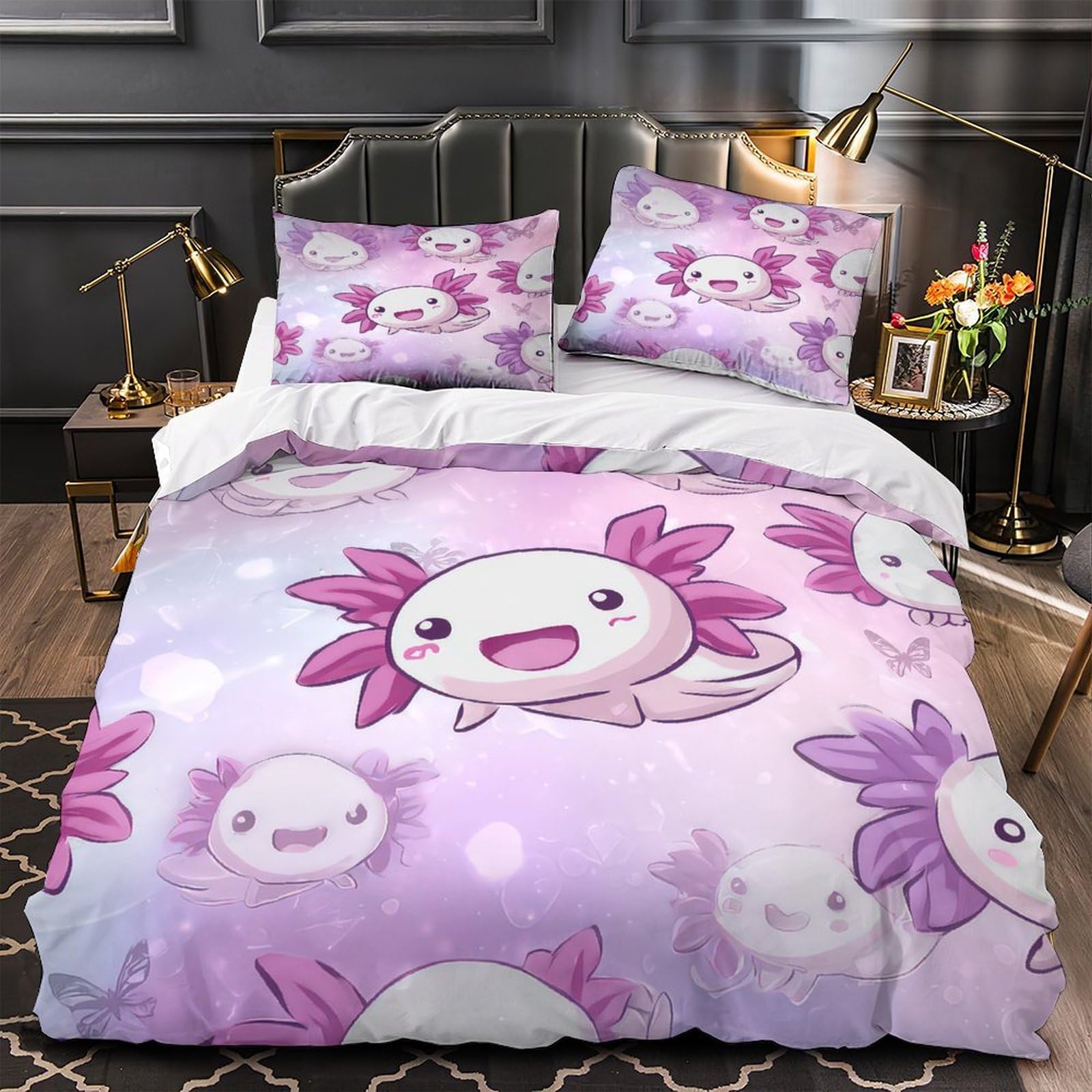 Housse de couette axolotl hypoallergénique avec fermeture éclair 200x200