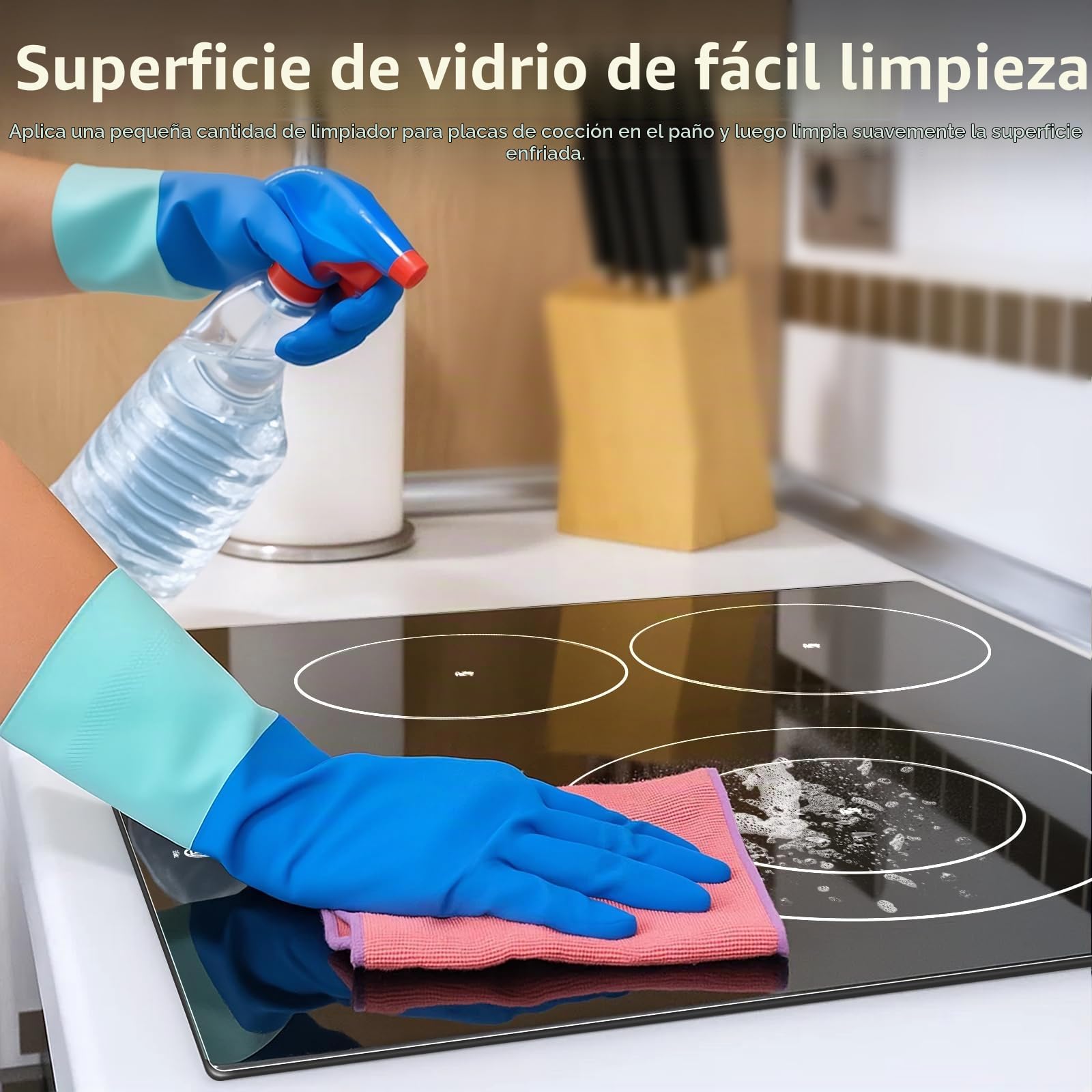 Placa Vitroceramica 3 fuegos 60cm, Control Táctil, 5400W con 9 ajustes de potencia, Temporizador 99 min, Vitrocerámica Eléctrica Negra, Para todas las ollas y sartenes