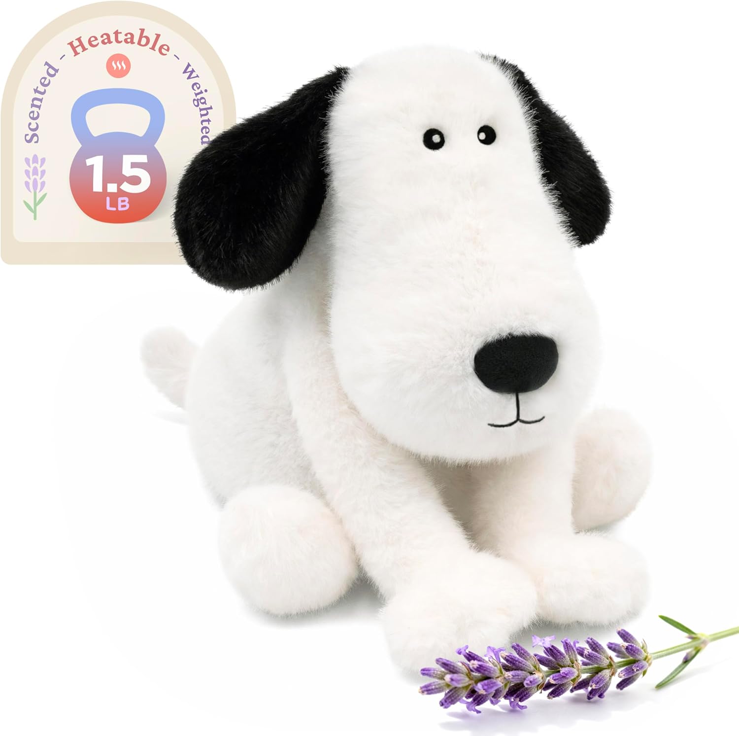 IKASA Microwavable Terrier Dog Stuffed Animal,Heating Pad for Comfort and Warmth,Heatable and Coolable 1.5lbs Weighted Lavender Scent Plush Toy,Gift for Kids Boys Girls Adults