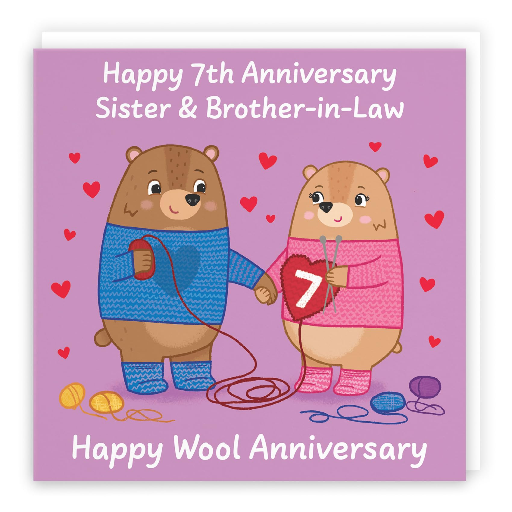 Hunts England, Sister And Brother In Law 7th Anniversary Card, Wool Anniversary, Seventh Anniversary, 7 Years