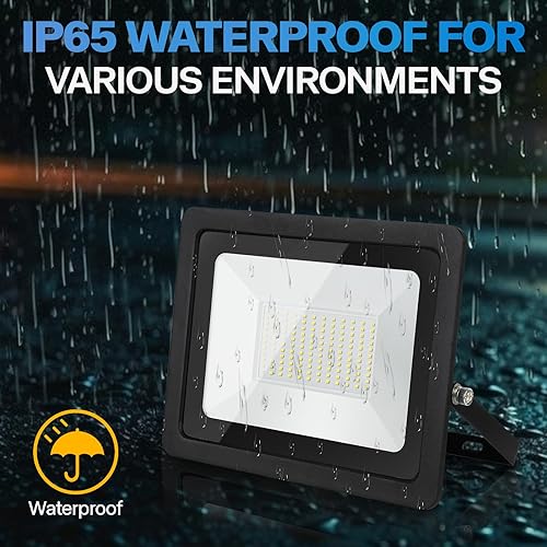 Miniatura 3 de 1 paquete de luz LED de 100 W para exteriores, luz de trabajo LED súper brillante de 10000 lm con enchufe de 5.9 pies, IP65 impermeable 6000K luz