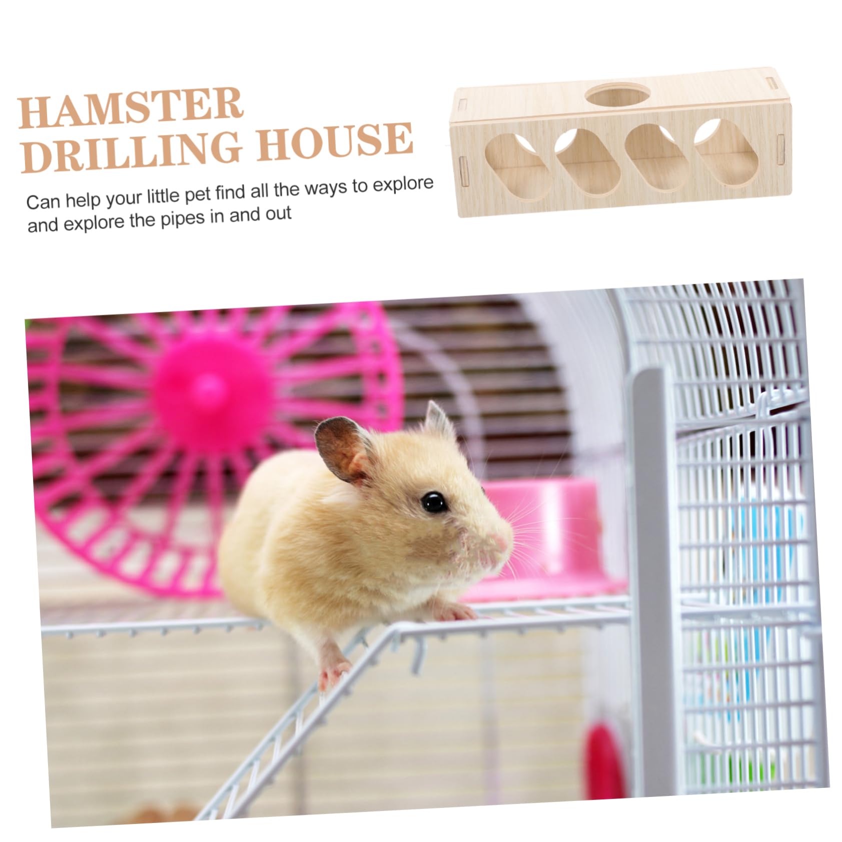 CIYODO Hamster Tunnel Hideout Wooden Guinea Pig House for Animals Smooth Surface for Play Multi Chamber Design for Active Pets Hamster Accessory