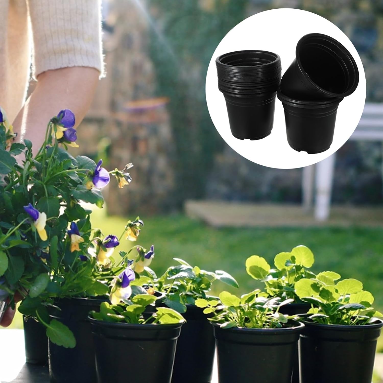 LIOOBO 50pcs Planter Nursery Pots with Drainage Durable Plastic Flower Pots for Outdoor Indoor Gardening for Succulent Plants Present for Plant Enthusiasts
