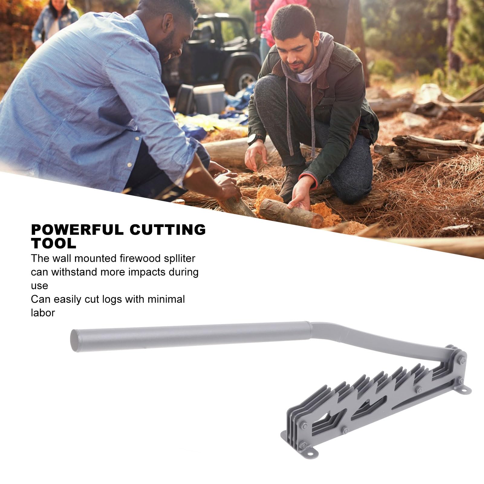 Cocoarm Divisor de Leña Montado en la Pared Divisor de Troncos de Madera de Acero Al Carbono Cortador de Leña Manual Portátil Divisor de Madera Resistente, para Acampar 57 X 10 Cm (Silver)
