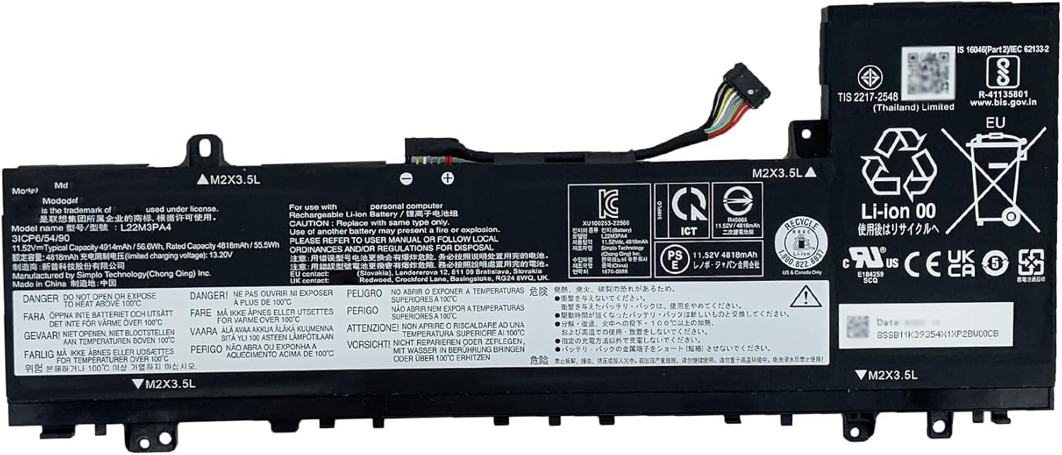 WISTAR L22M3PA4 Laptop Battery 56.6Wh 4914mAh 3-Cell 11.52V for