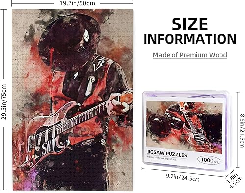 Miniatura 4 de Stevie Guitar Ray Singer Vaughan Fashion - Rompecabezas de madera para adultos, rompecabezas de 1000 piezas, rompecabezas de 1000 piezas con caja