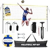 Volleyball Net for Backyard, Includes 32x3 Ft Beach Volleyball Net with Poles, 8.5-Inch PU Volley Ball, Bag & Pump, Portable Net for Outdoor or Home Use, Complete Set