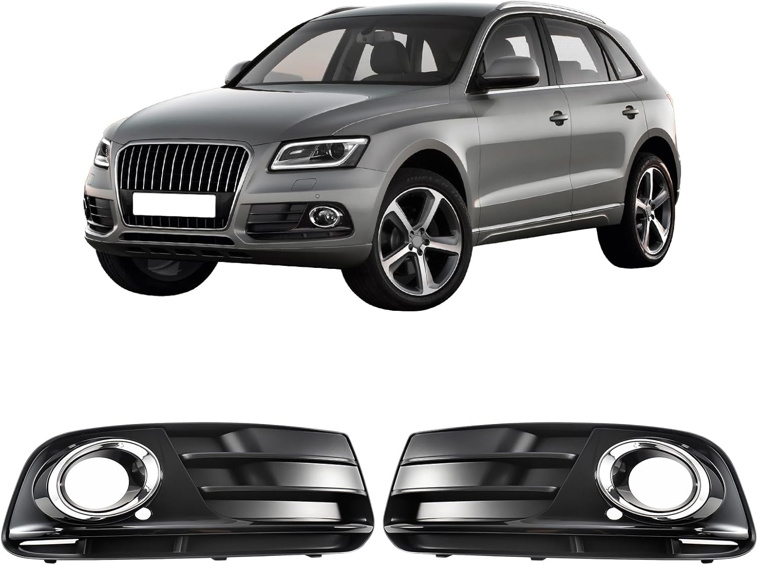 GearUp 1 Pair Front Driving Fog Light Bezel Cover for Audi Q5 2013-2016 Replaces 8R0807682J, 8R0807681M Compatible with Q5 2013 2014 2015 2016