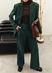 KIRUNDO Women's 2024 Fall 2 Piece Blazer Set Casual Loose Long Blazer Jackets and Dressy Wide Leg Pant Suits with Pockets
