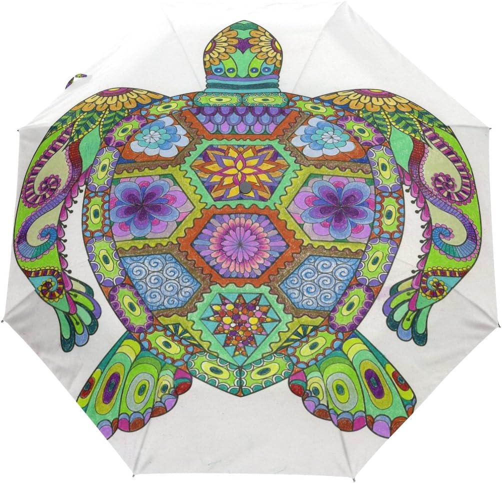 Yoshop Auto Foldable Umbrella,Cute Sea Turtle Automatic Windproof Rain Umbrella Compact Folding Sun Parasol
