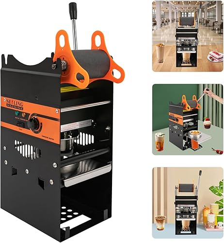 Miniatura 6 de Máquina de sellado manual de tazas Sellador eléctrico de tazas para sellador de tazas de té con leche Boba para vasos de plástico y papel de 3.543