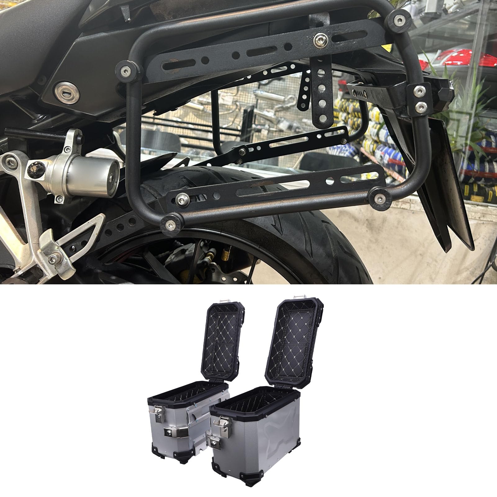 Obudowa Motocyklowa Aluminium Stopowy Wodoodporny 28L SaddleBag Box Wsparcie Bagażu Hełm
