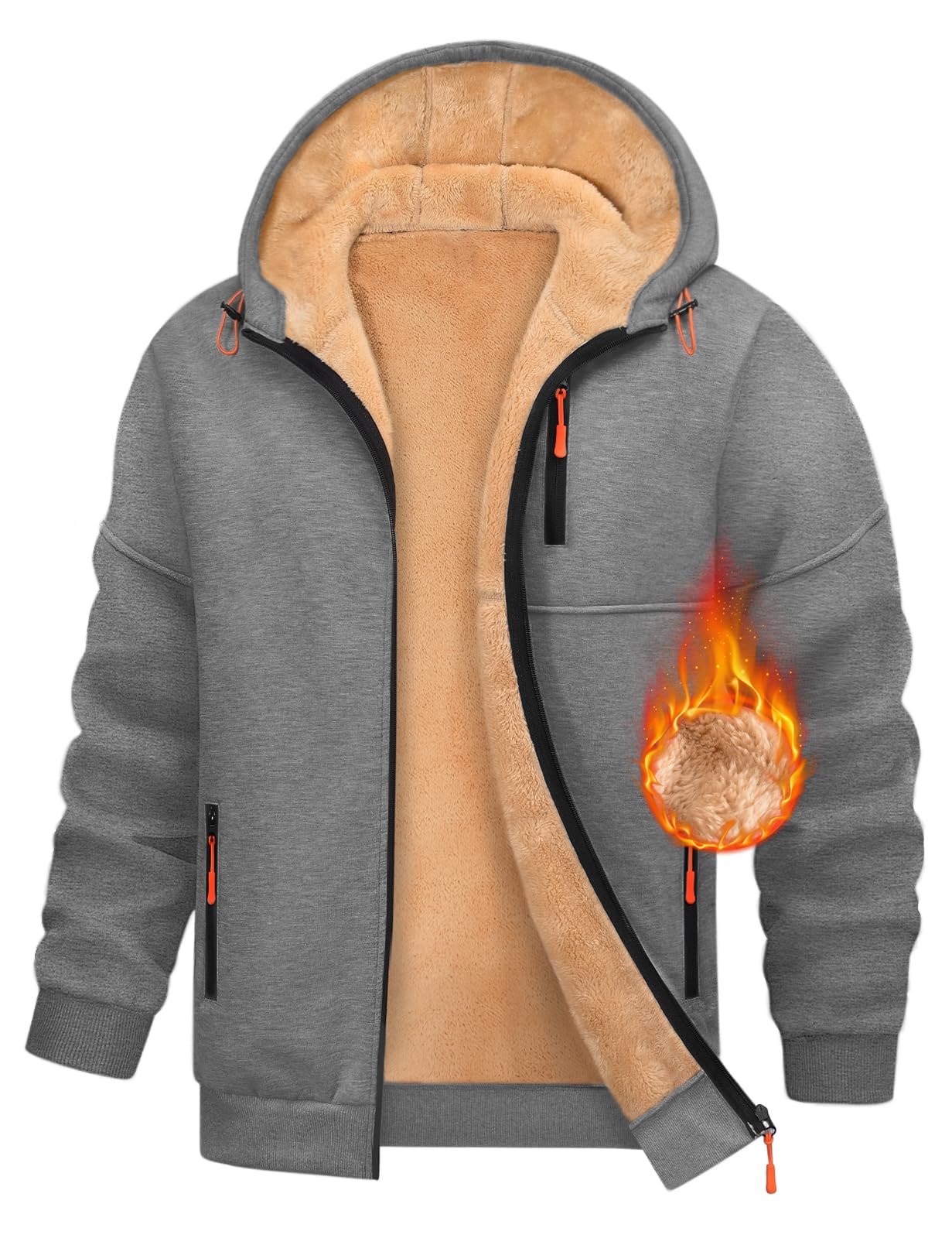 Vijamiy Felpa Uomo con Cappuccio Invernale Stare al Caldo Felpa Zip Pullover Giacca Fleece Hoodie Sweatshirt Casual con Giacca Sportiva