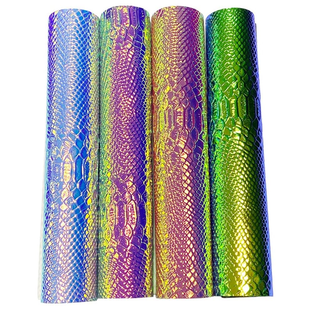 Wambere 5 unidades, tamaño 30 x 135 cm, piel sintética, piel sintética de poliuretano, multicolor, arcos de piel sintética con diseño de serpiente, para pendientes, lazos para el pelo y proyectos de