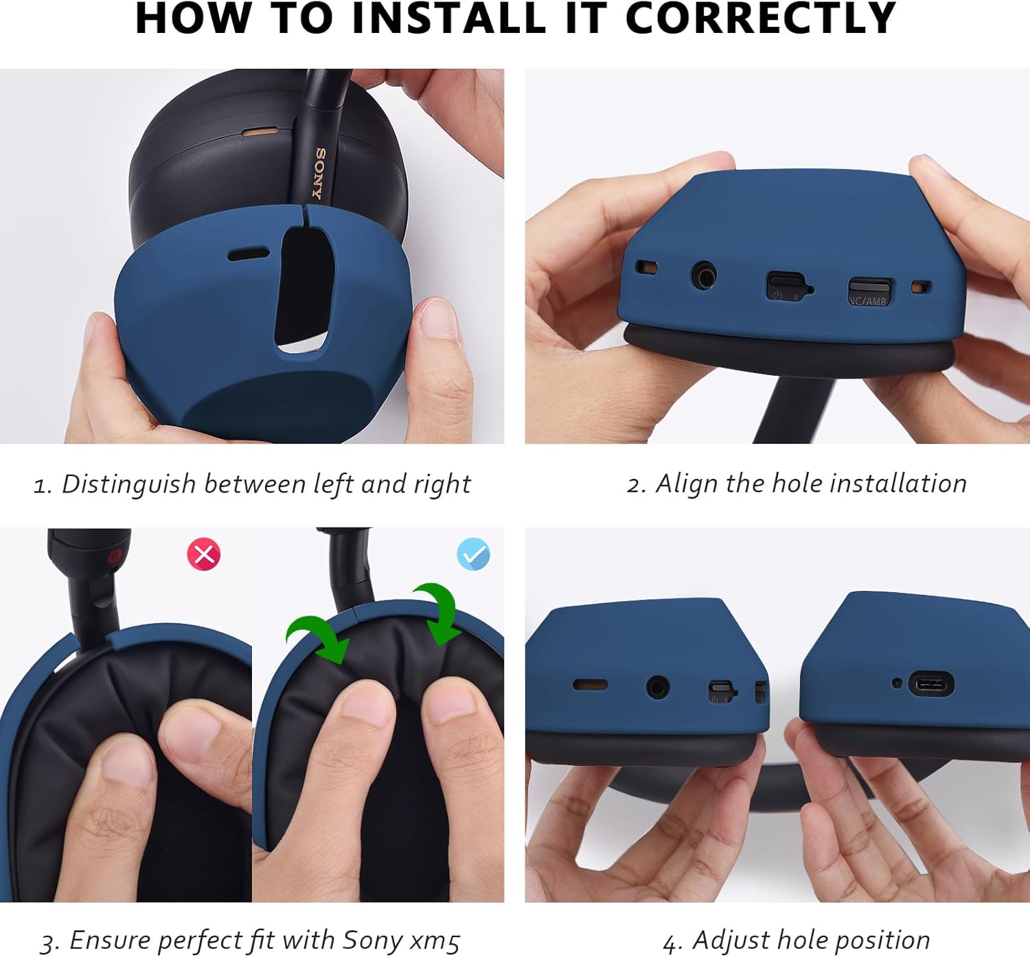 Silicone Case for Sony WH-1000XM5, Sony xm5 Wireless Headphones Protective case Cover (Midnight Blue)