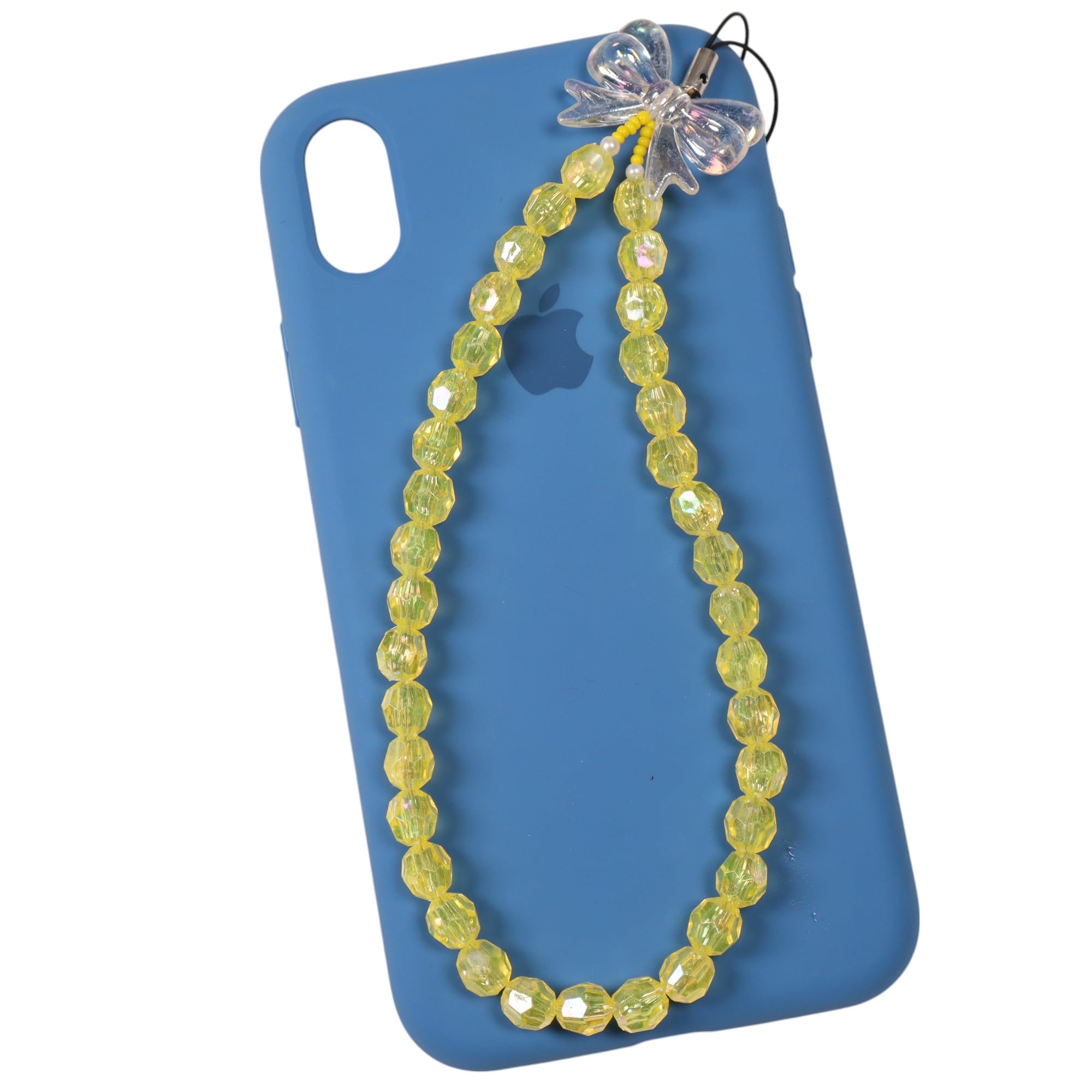 threads & beads phone charm with ovel cut beads and single butterfly, stylish mobile charm