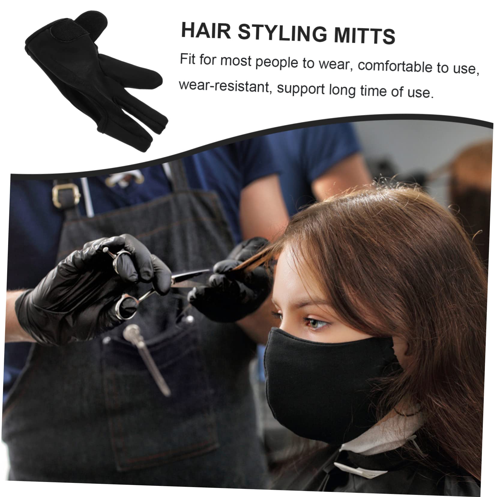 FRCOLOR 9 Piezas Guantes De Peluqueria Guantes De Calor De Varita Rizadora De 3 Dedos Resistentes Calor Protección Térmica Para El Cabello Black Algodón