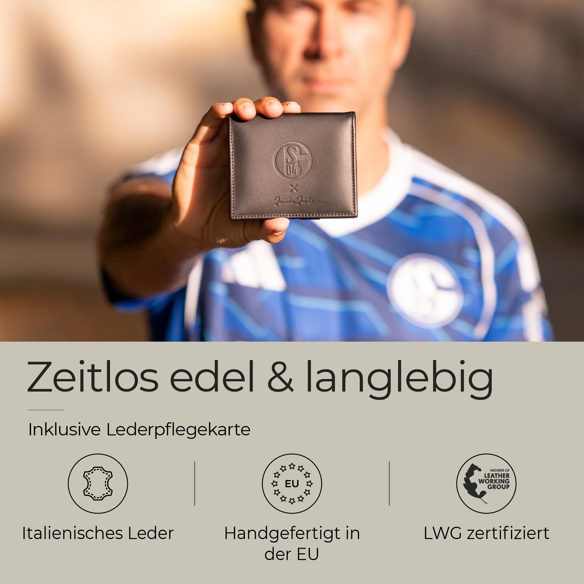 Jaimie Jacobs FC Schalke 04 X Flap Boy Magic Wallet Geldbeutel aus Leder S04 Fanartikel (Mit Münzfach)