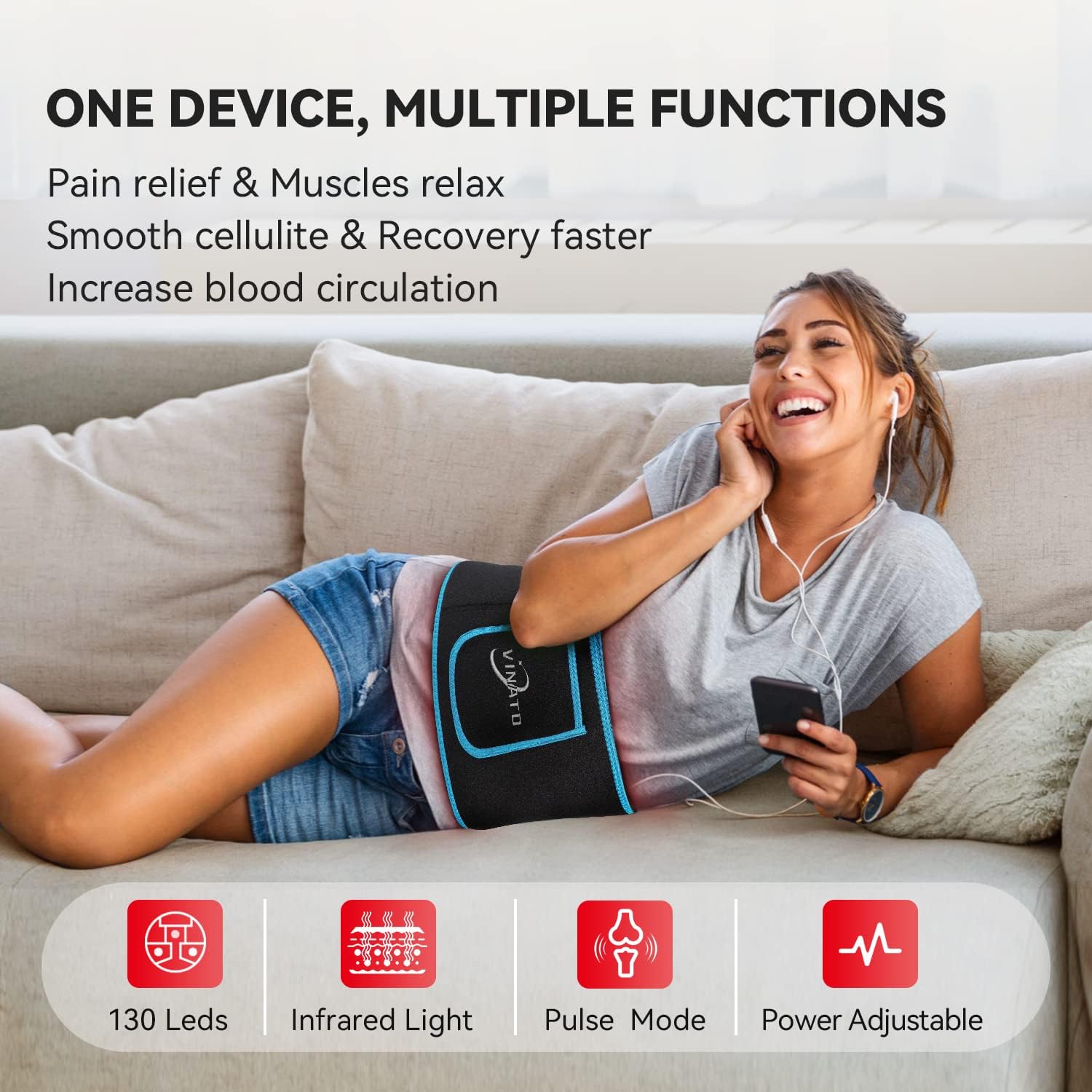 Buy Infrared Red Light Therapy Belt VINATO 660nm Red Light 850nm Near