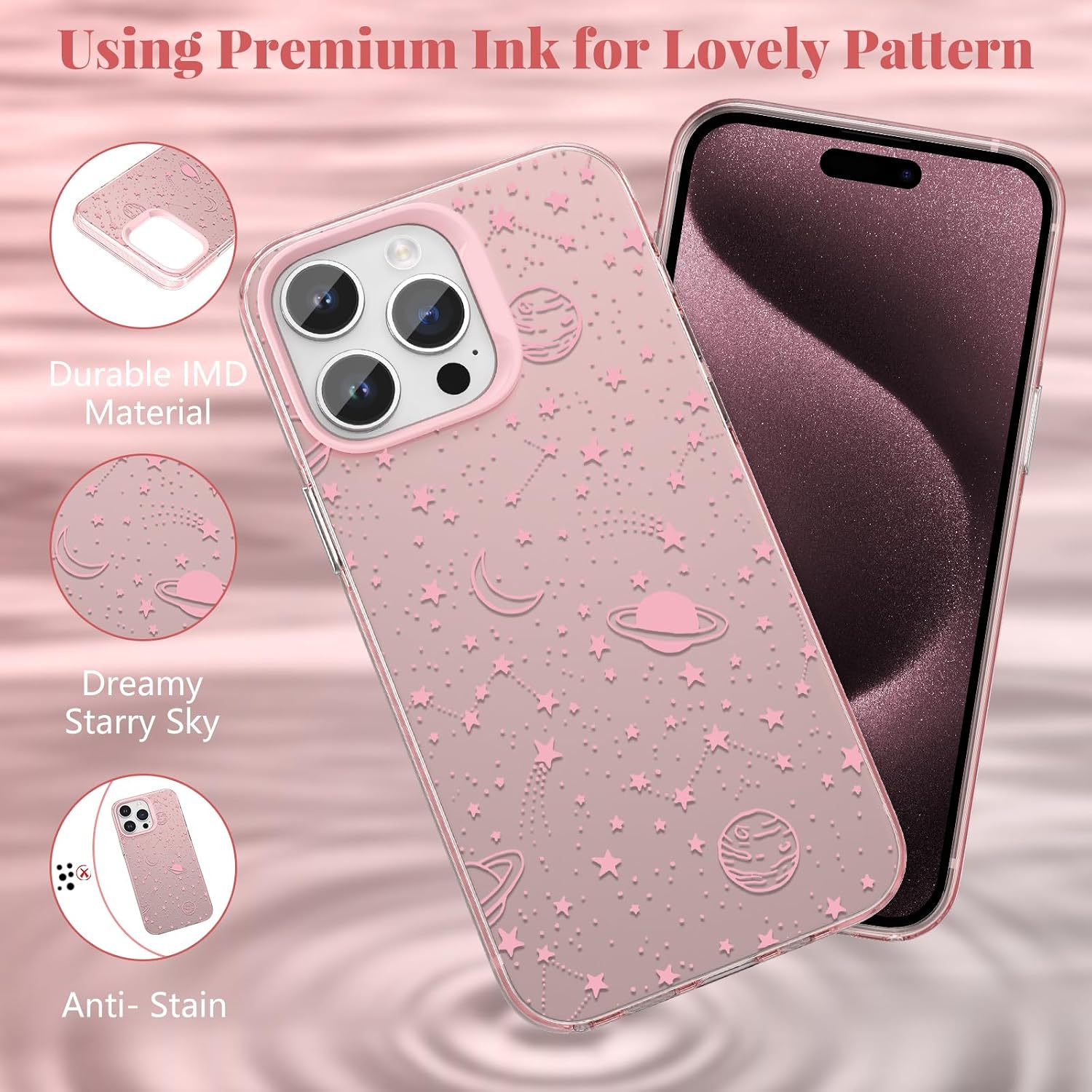 ZTOFERA Cute Pink Case for iPhone 14 Pro Max,Planet Star image 3