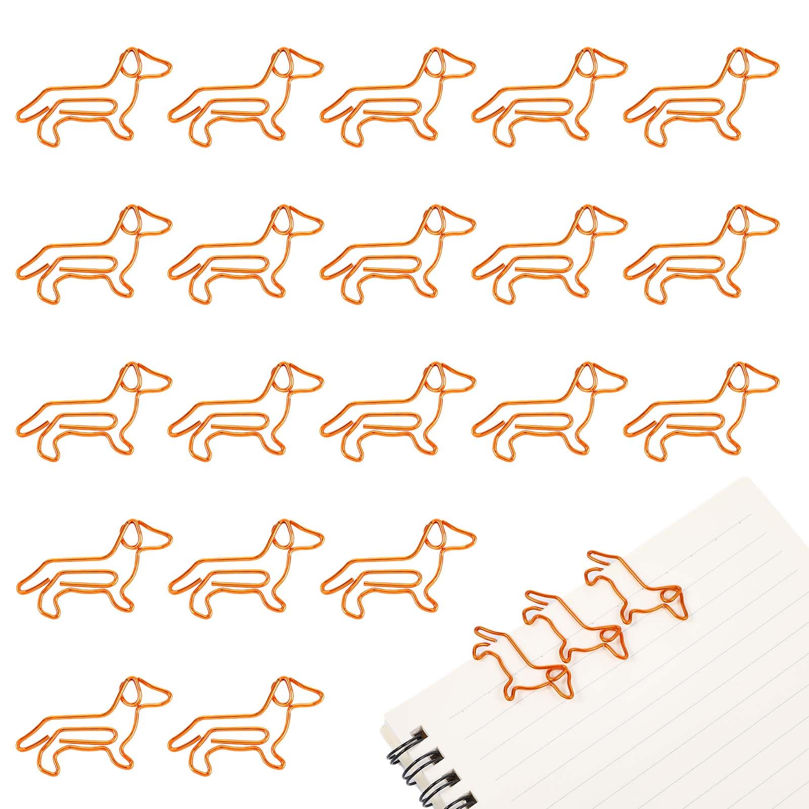 ElevateTech Dachshund Shaped Paper Clips, 20 Pcs Cute Small Animal Paperclip Dog Shaped Paperclips Bookmarks Clips Gold Dachshund Paper Holder Fun