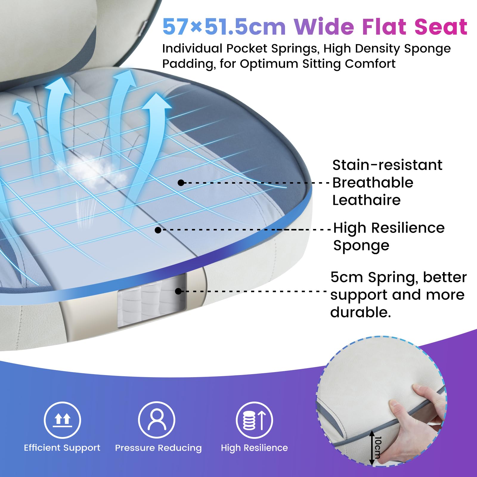 WOLTU Silla Gaming en Tela Transpirable,Ergonómica Silla Gamer,Azul+Blanco | con Reposapiés, Sillón Giratorio Videojuegos, Silla Oficina con Asiento Ancho y Cómodo para Personas Grandes