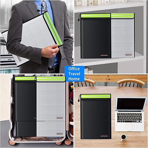 Miniatura 6 de Bolsa de documentos ignífuga de 15 x 11 pulgadas, bolsa segura de viaje para oficina en casa, con tira reflectante para documentos A4, dinero en