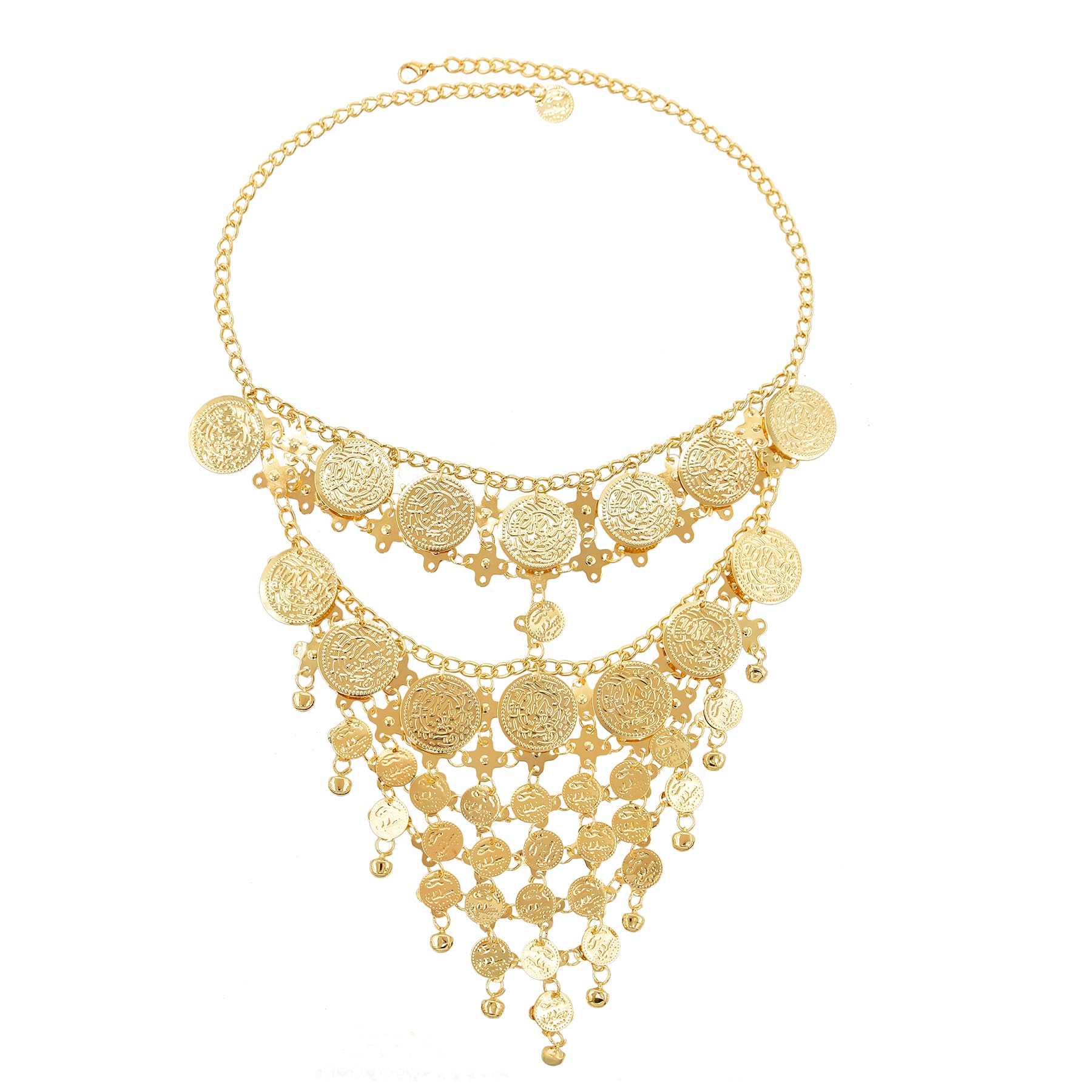 HXSCOO Coin Women Headband Golden Arab Charms Tassel Punk Ethnic Face Chains Indian Statement Party Dance Body Jewelry Headband Female (Color : A)