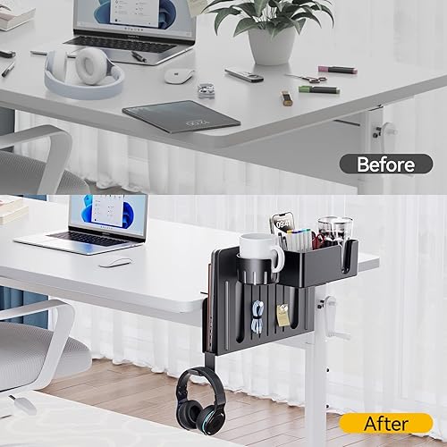 Miniatura 3 de KDD Juego de organizador lateral de escritorio 7 en 1, almacenamiento de soporte para computadora portátil debajo del escritorio, soporte para