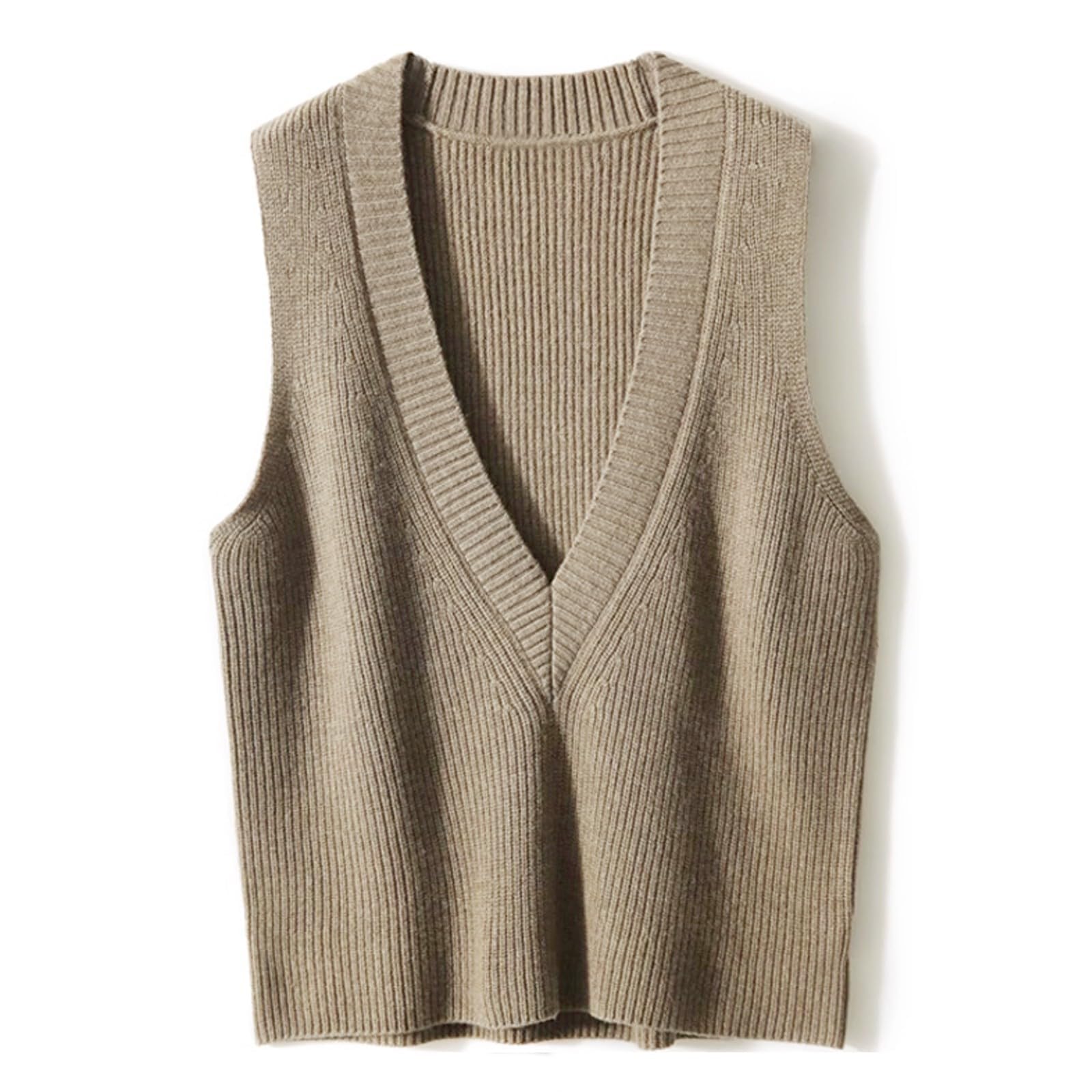 Blostirno Womens Sweater Vest V Neck Knit Pullover Vests Trendy Solid Knitwear Sleeveless Sweaters Tops