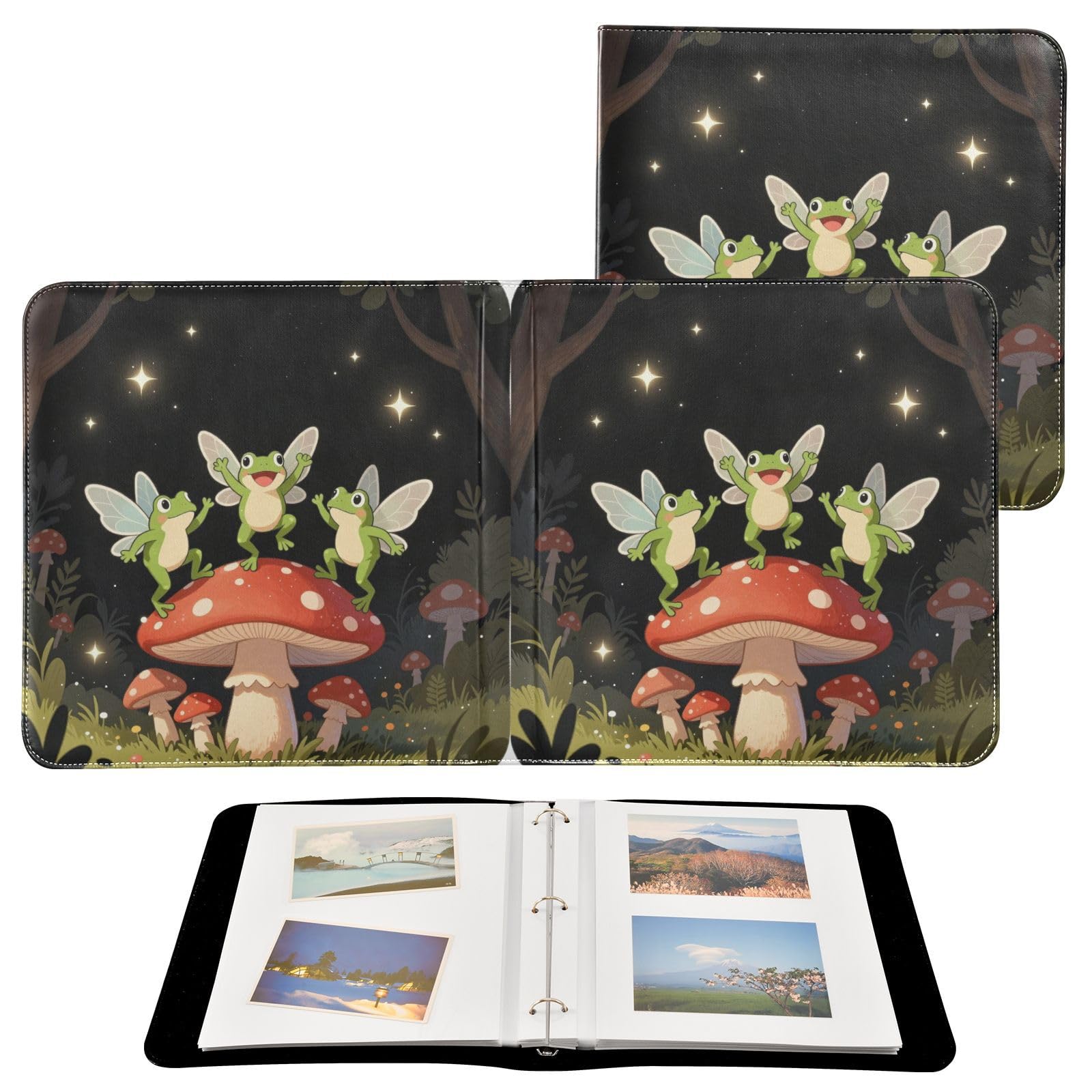 Żaby tańczące na grzybie PU skórzany album fotograficzny