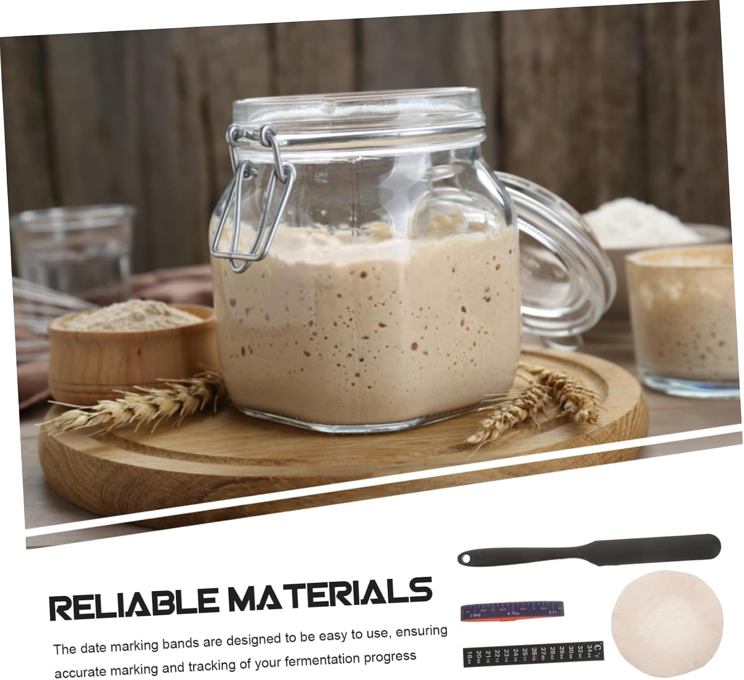 Complete Sourdough Starter Jar Accessory Kit Storage Jars Lids Canning Supplies Lids Thermometer Strip Date Band