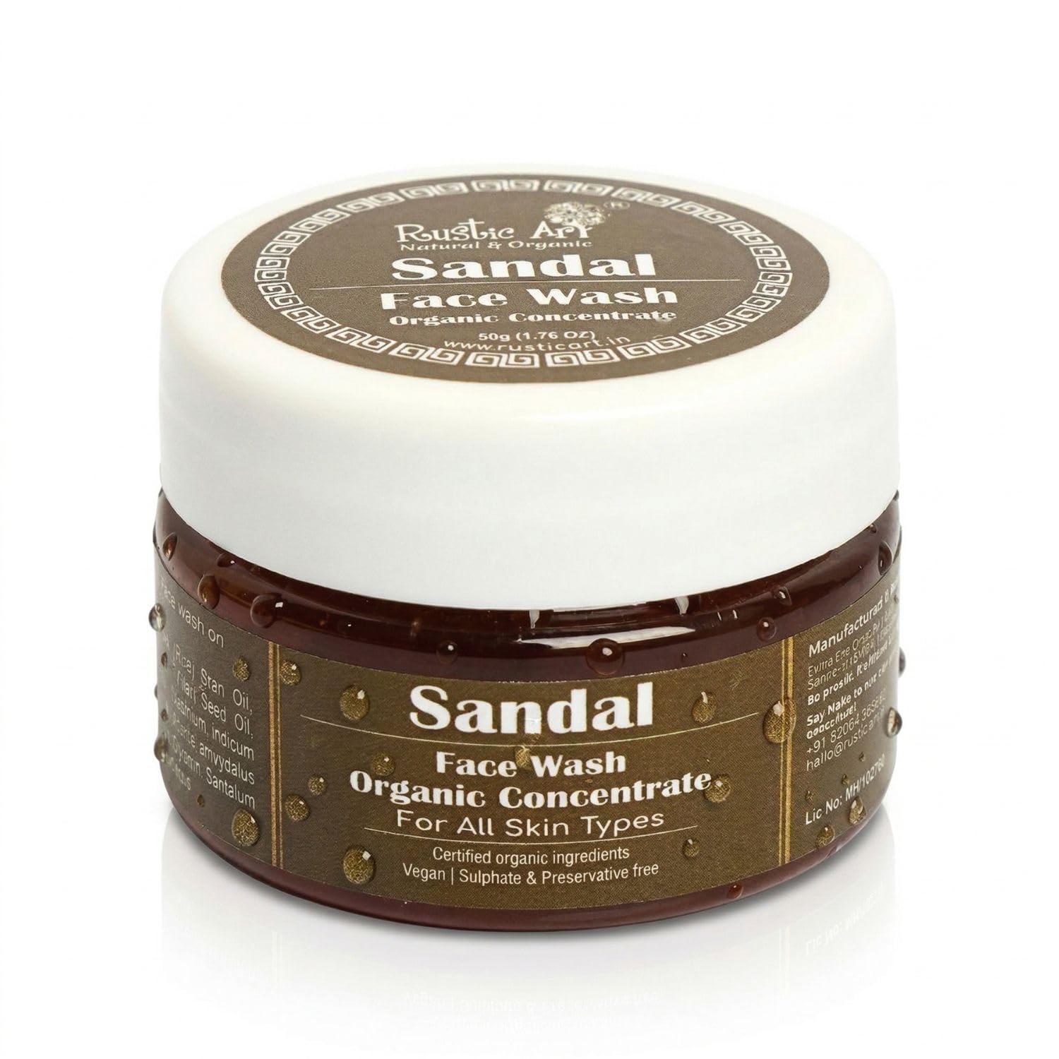 Rustic Art Organic Sandal Face Wash Concentrate | Combination to All Skin Types | Deep Cleansing, Glowing Skin | Women & Men | 50 Gm-image-24