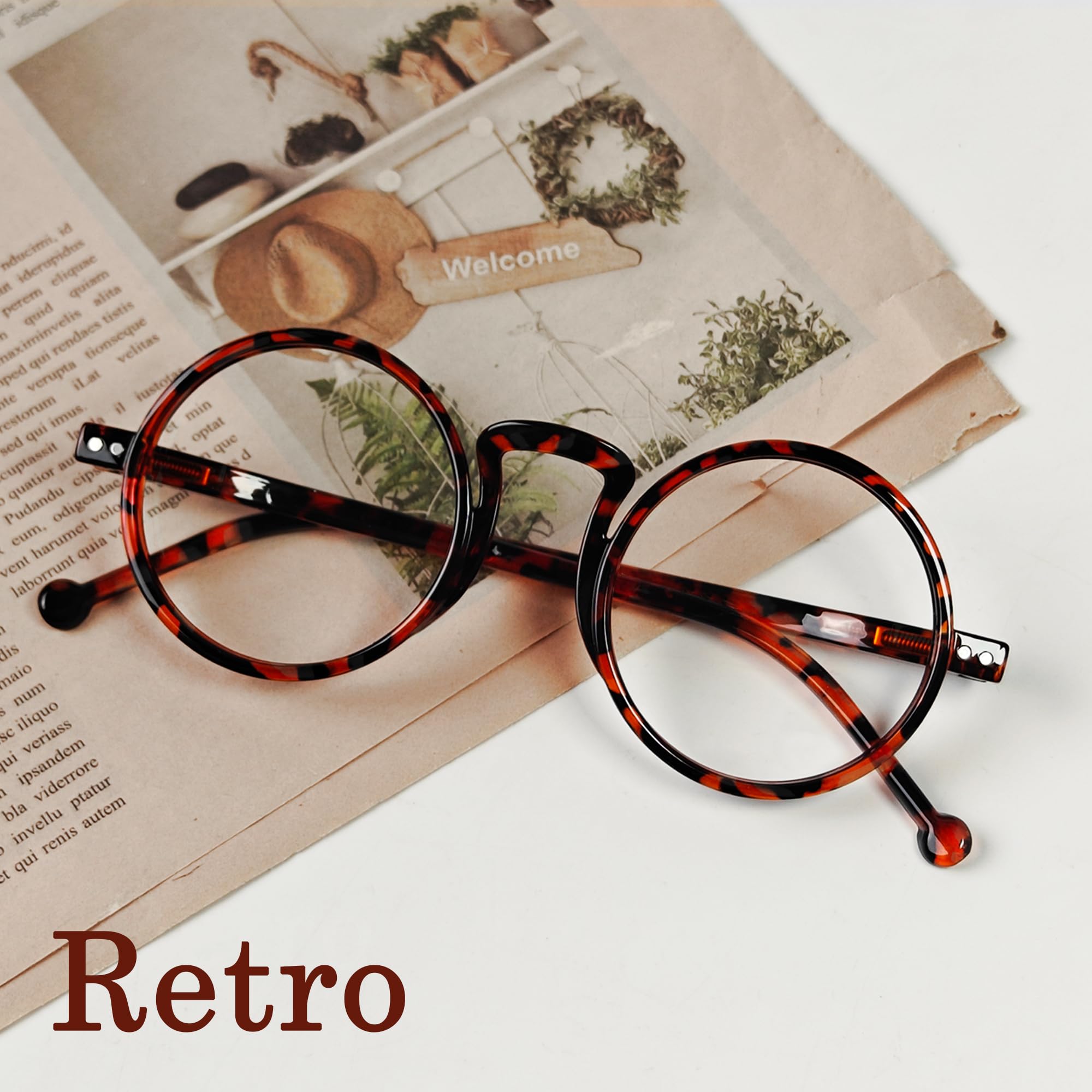 Eyekepper 4 Pack Oversized Round Reading Glasses (2 works Black and 2 works Tortoise) for Women Men Retro Readers +2.00 - Image 3