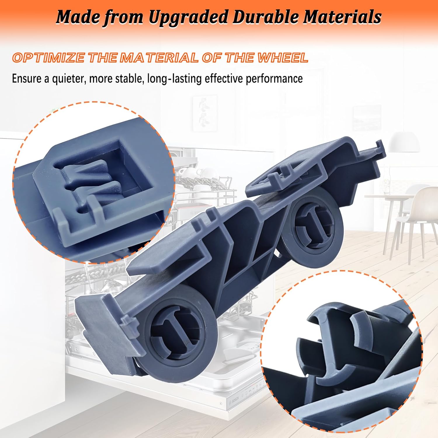 WD28X27241 Dishwasher Lower Rack Carrier and Roller Kit for GE Dishwasher Lower Rack Wheels Assembly WD12X10438, WD12X10439, WD12X10446, WD12X10447, WD12X22656, WD12X22657 (4Pcs)