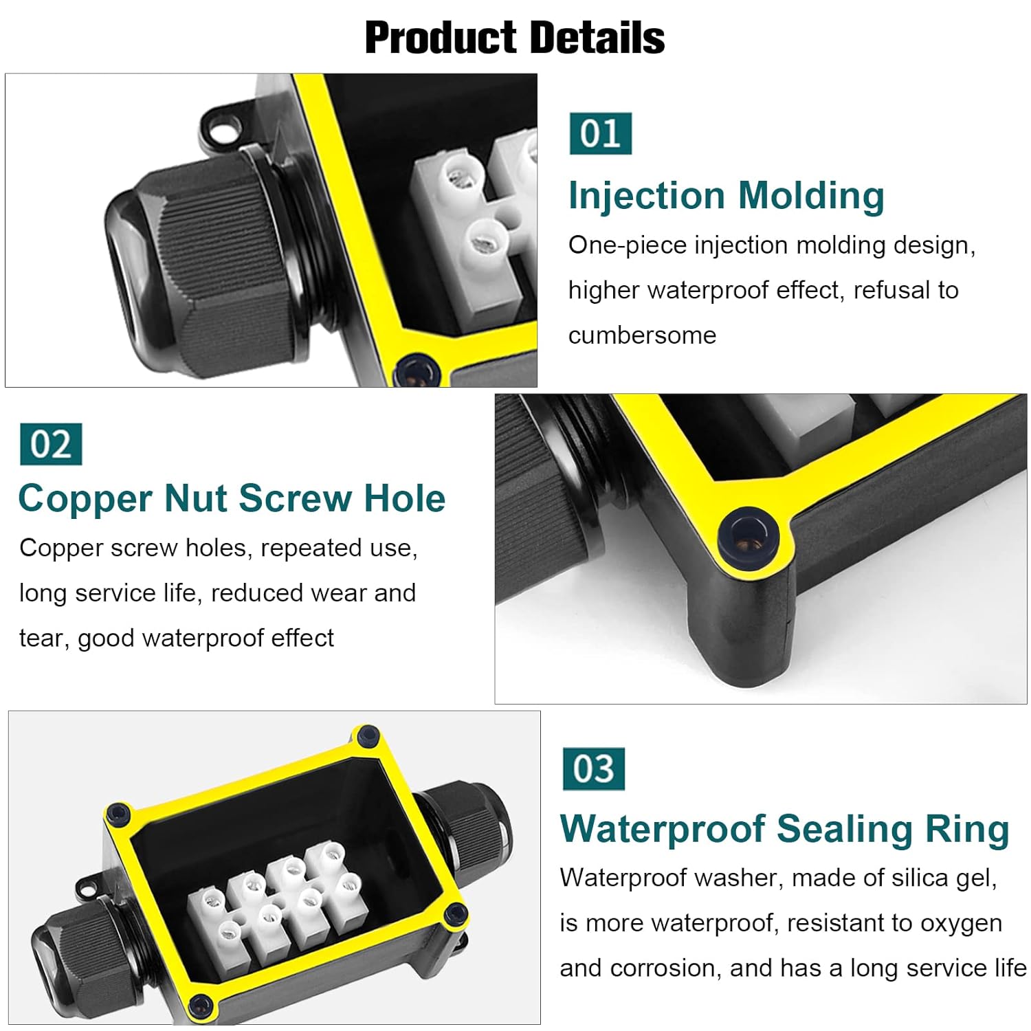 2 Pcs 2 Way IP68 Waterproof Junction Box, Outdoor/Underground Electrical Box for Street Lights, Buried Lamps, Lighting Connections
