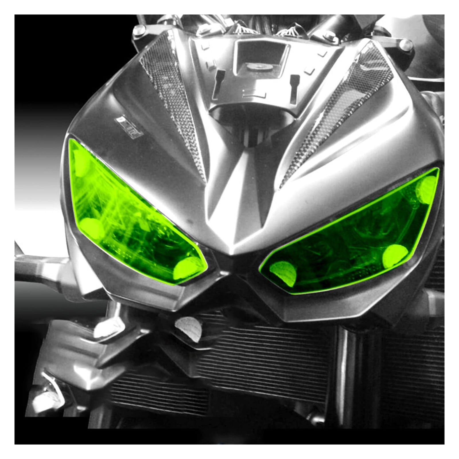 osłona reflektora motocykl Dla Kawasaki Z1000 Z-1000 Z 1000 2014-2016 osłona reflektora motocykla, folia ochronna zmieniająca kolor, soczewka reflektora metalowy retro grill(Green)