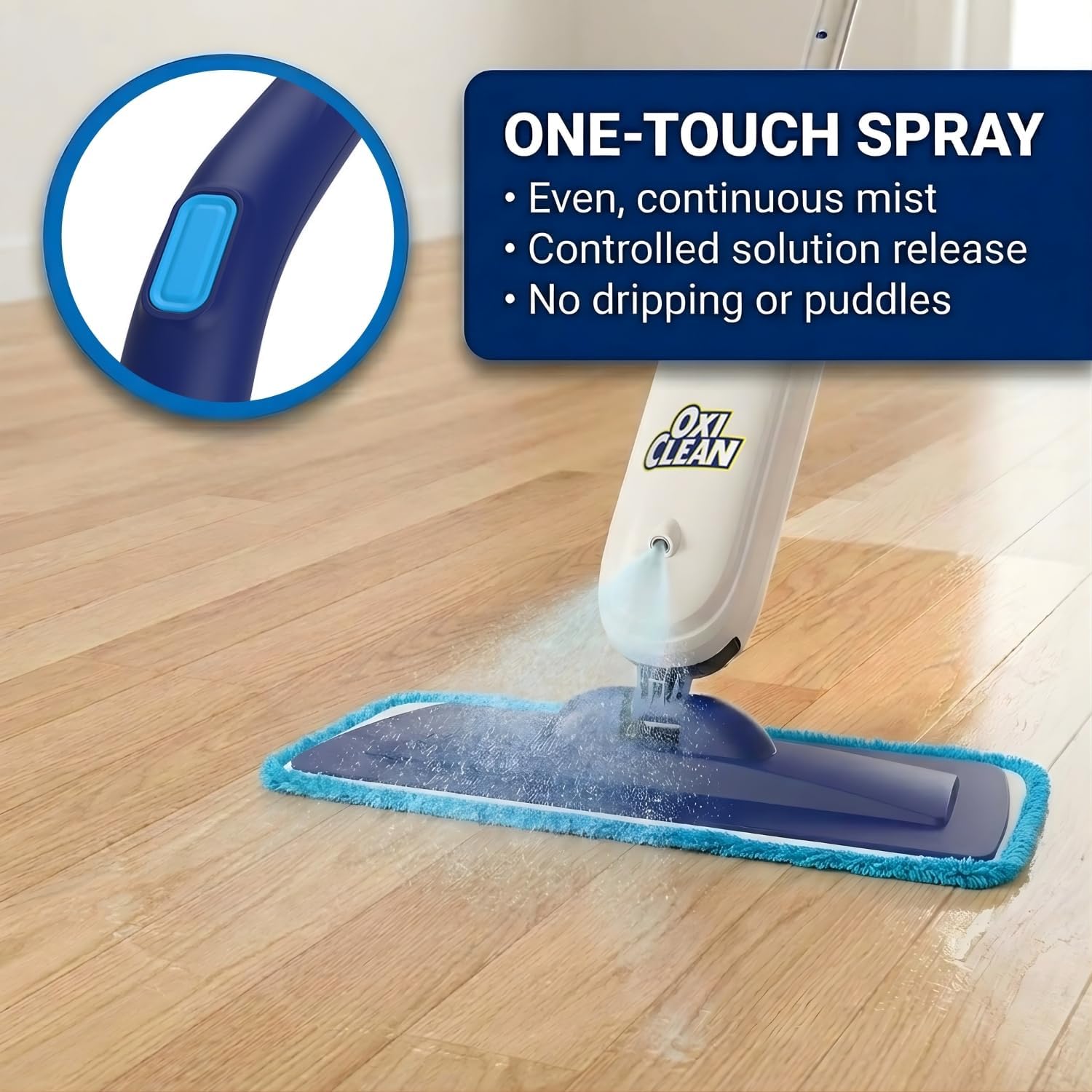 OxiClean Electric Spray Mop - Cordless, Refillable Tank, 2 Reusable Pads