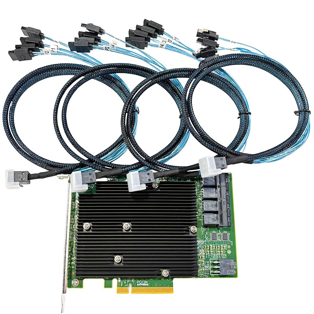 Carte SAS HBA LSI 9300-16i Mode IT PCIe SATA 16 Ports 12Gbps PCIe 3.0 x8 SFF-8643 ZFS TrueNAS unRAID