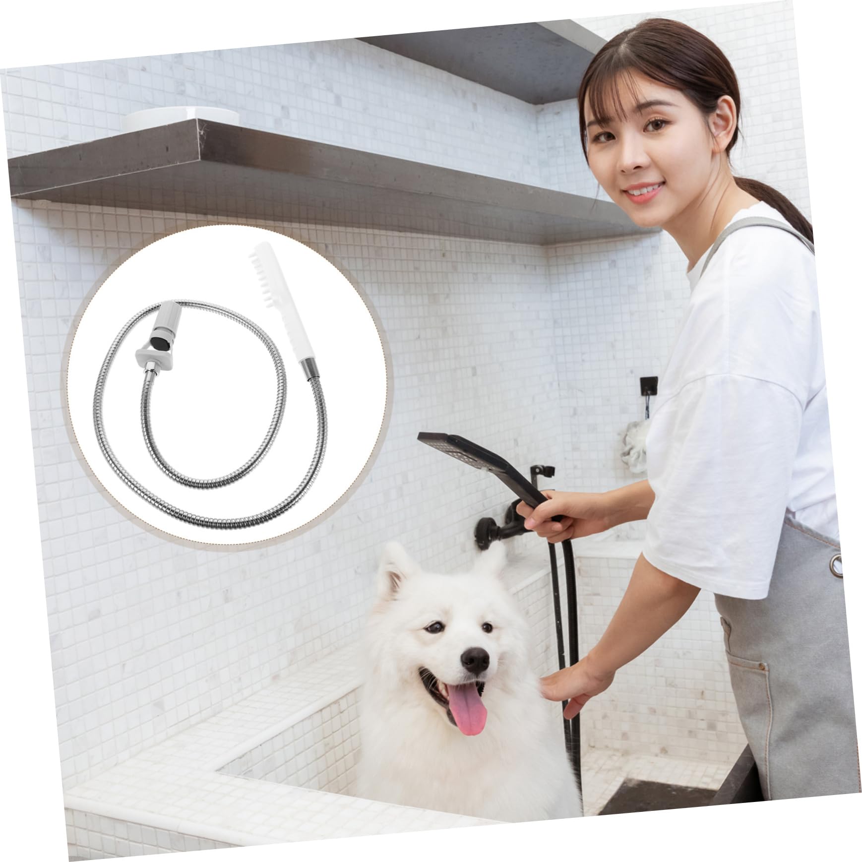 TOYANDONA Douchette Bain pour Chien Chat avec Brosse Massage Jet Eau Haute Pression Outil de Toilette Intérieur Extérieur Nettoyage Complet